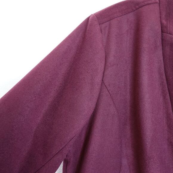 H by Halston Knee Length Snap Front Coat with Notch Collar Maroon Burgundy Size - Picture 13 of 14